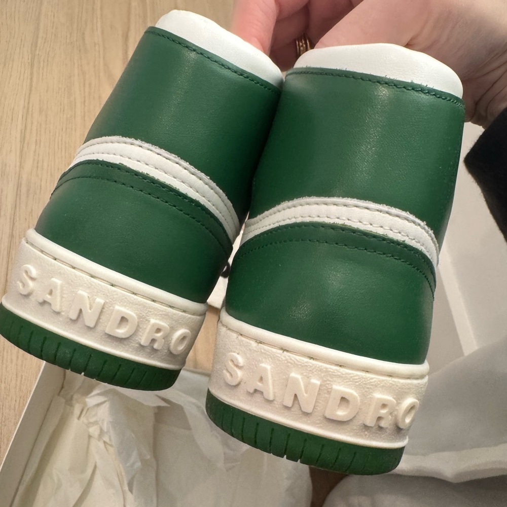 NEW Sandro Magic Green & White High-Top Sneakers Men's 41 - Picture 4 of 10